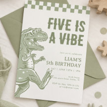 Fête d'anniversaire de dinosaure T Rex vert rétro