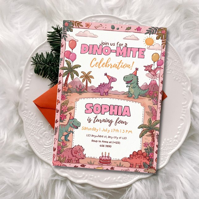 Invitation Fête d'anniversaire de dinosaure Thème de la jungl (Créateur téléchargé)