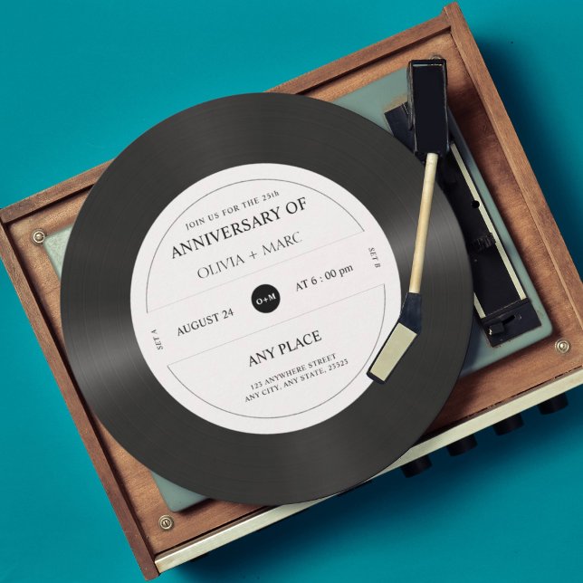 Invitation Fête d'anniversaire de disque vinyle rétro (Créateur téléchargé)