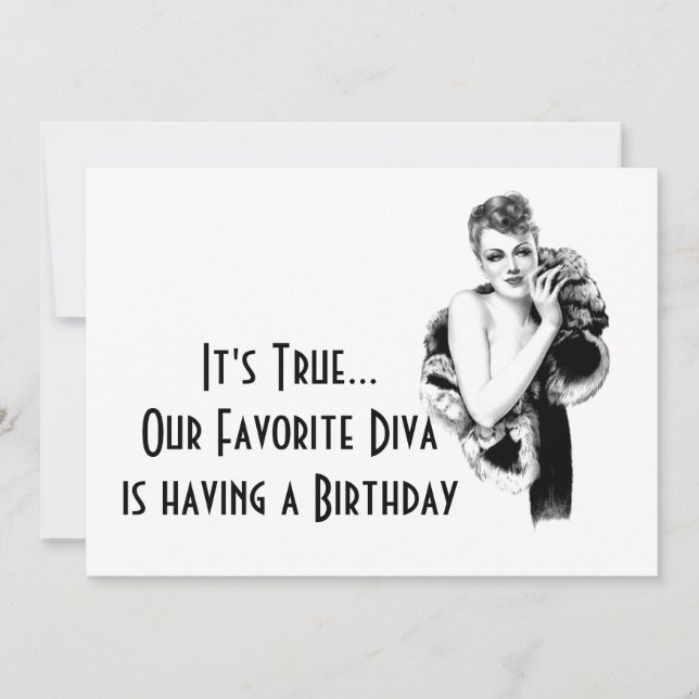 Invitation Fête d'anniversaire de diva rétro femme (Devant)