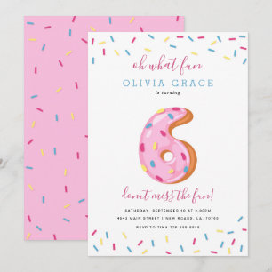 Invitation Fête d'anniversaire de Donut Six