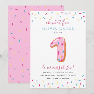 Invitation Fête d'anniversaire de Donut   Un