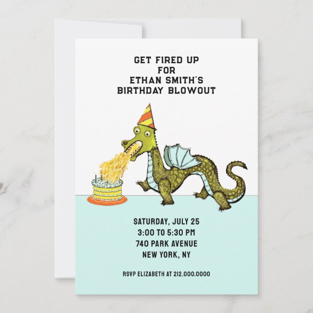 Invitation Fête d'anniversaire de dragon (Devant)