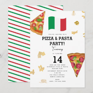 Invitation Fête d'anniversaire de fabrication de pizza et de 