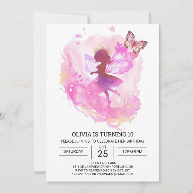 Invitation Fête d'anniversaire de Fairycore Princess (Devant)