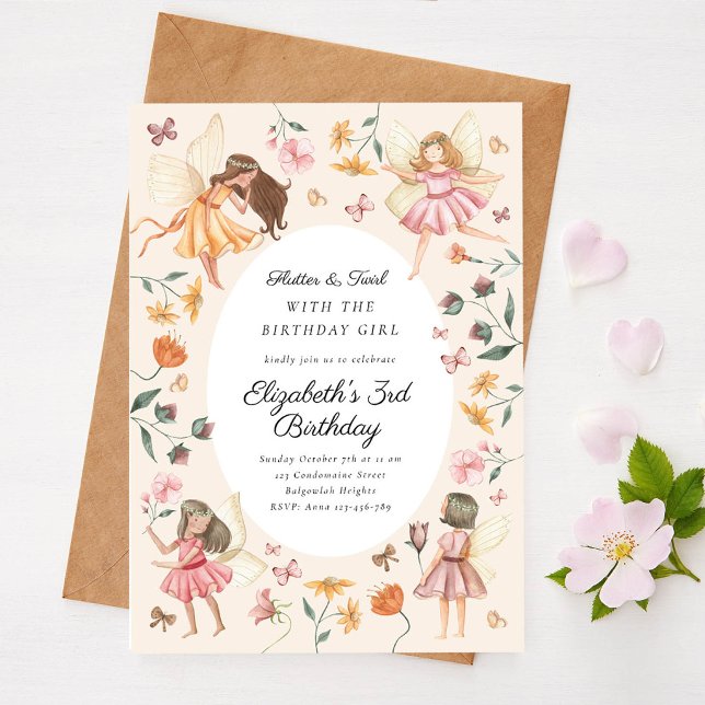 Invitation Fête d'anniversaire de fée florale de jardin magiq (Créateur téléchargé)
