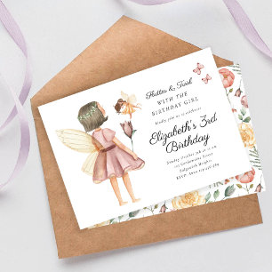 Invitation Fête d'anniversaire de fée florale Flutter et Twir