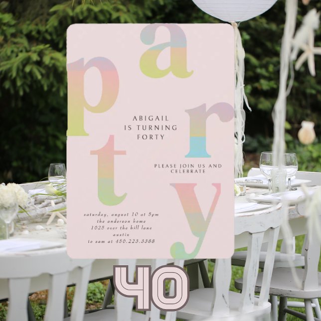Invitation Fête d'anniversaire de femme à dégradé Rétro (Créateur téléchargé)