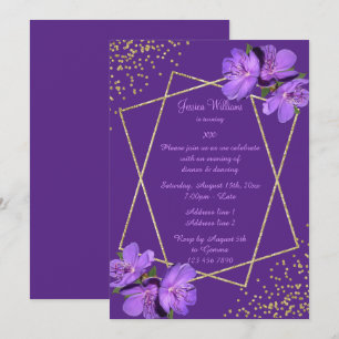 Invitation Fête d'anniversaire de femme à paillettes florales