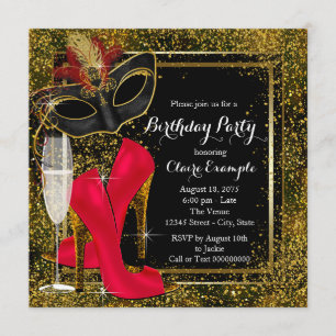 Invitation Fête d'anniversaire de femme à talons hauts rouge