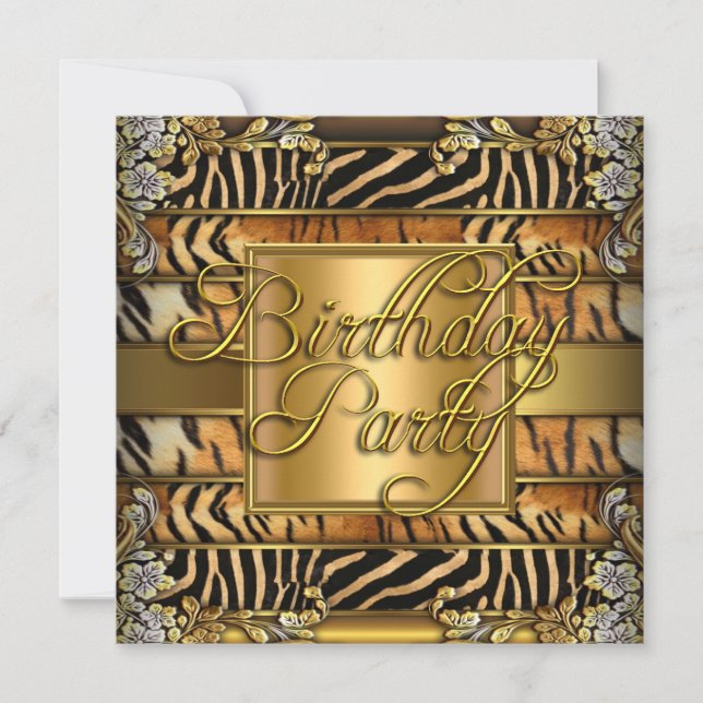 Invitation Fête d'anniversaire de femme avec impression anima (Devant)