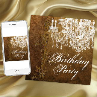 Invitation Fête d'anniversaire de femme avec lustre vintage