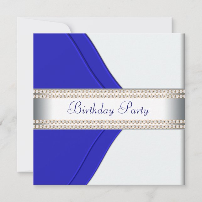 Invitation Fête d'anniversaire de femme bleu marine (Devant)