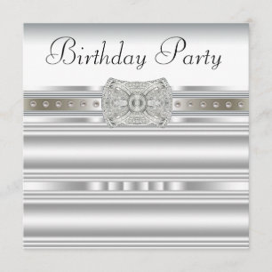 Invitation Fête d'anniversaire de femme Diamant Blanc Pur