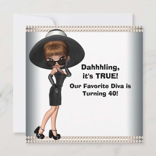 Invitation Fête d'anniversaire de femme diva préférée amusant (Devant)