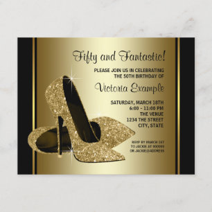 Invitation Fête d'anniversaire de femme en talons hauts noirs