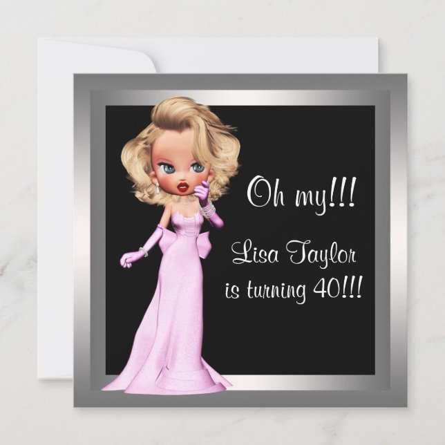 Invitation Fête d'anniversaire de femme Fun Diva (Devant)