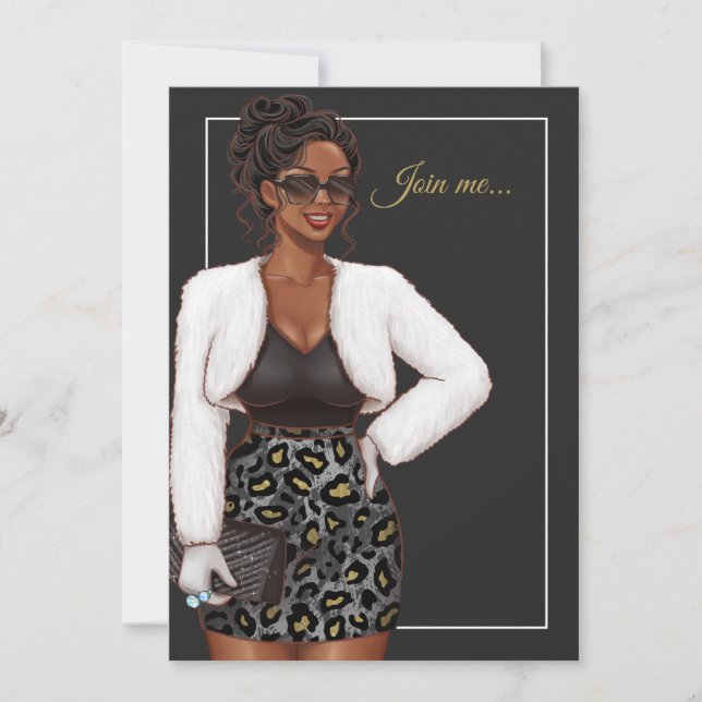 Invitation Fête d'anniversaire de femme noire (Devant)
