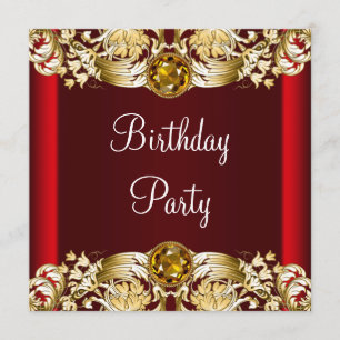 Invitation Fête d'anniversaire de femme Or Rouge