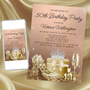 Invitation Fête d'anniversaire de femme Rose Gold Tout nombre