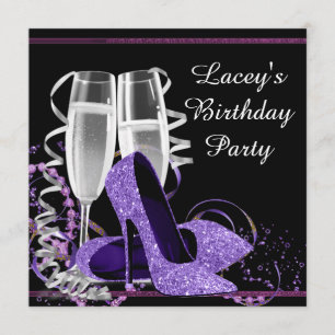 Invitation Fête d'anniversaire de femme talon haut Champagne