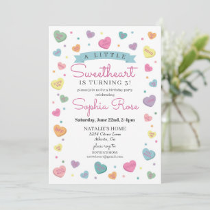 Invitation Fête d'anniversaire de février pour fille avec des