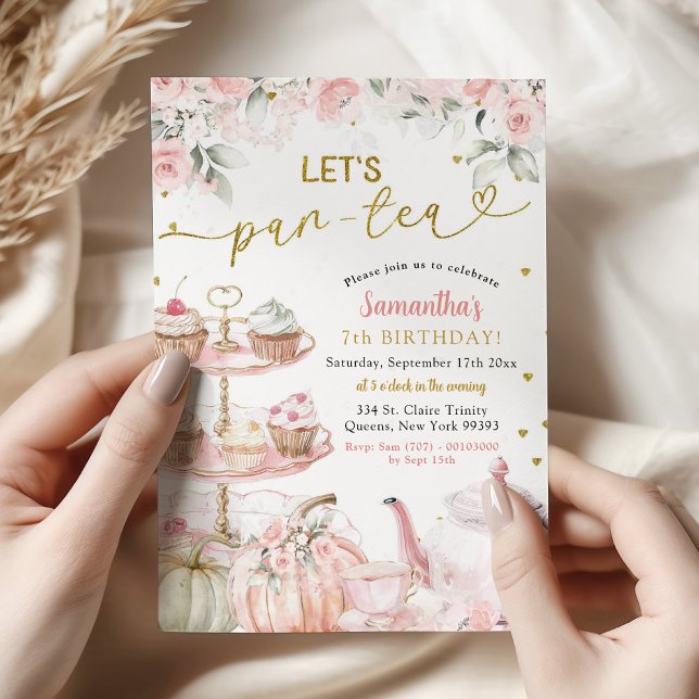 Invitation Fête d'anniversaire de fille à la fête de thé de c (Créateur téléchargé)