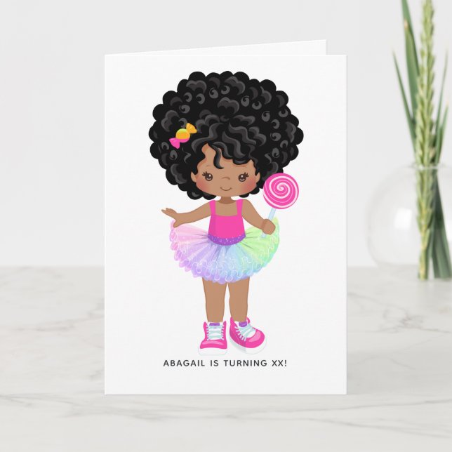 Invitation Fête d'anniversaire de fille afro-américaine Candy (Devant)