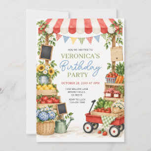 Invitation Fête d'anniversaire de fille au marché agricole Ja