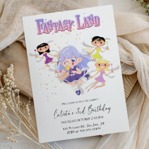 Invitation Fête d'anniversaire de fille au Pays Fantastique M