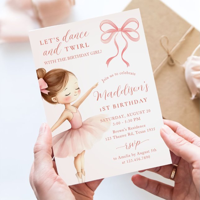 Invitation Fête d'anniversaire de fille danseuse de ballet au (Créateur téléchargé)