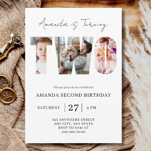 Invitation Fête d'anniversaire de fille de deux ans deuxième