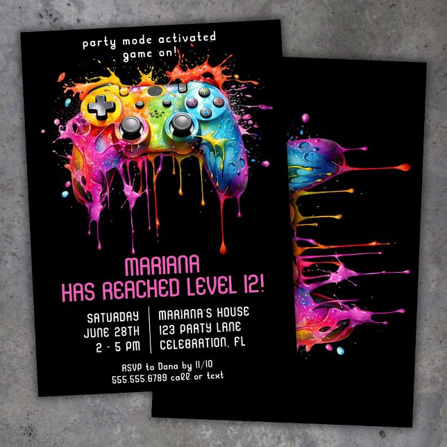 Invitation Fête d'anniversaire de fille de jeu vidéo (Créateur téléchargé)