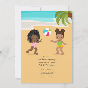 Invitation Fête d'anniversaire de fille de plage d'été