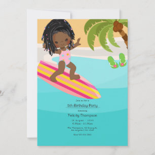 Invitation Fête d'anniversaire de fille de plage d'été