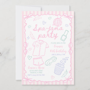 Invitation Fête d'anniversaire de fille de Spa-jama nuitée