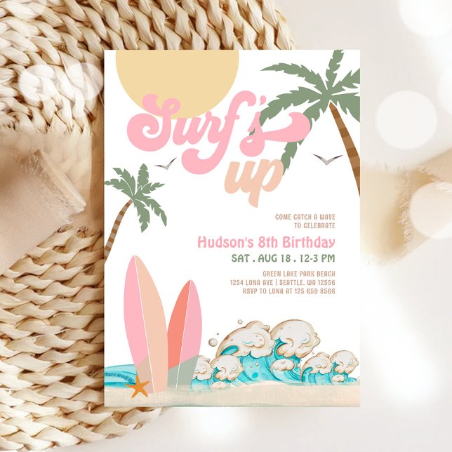 Invitation Fête d'anniversaire de fille de TOUS ÂGES Rose pêc (Créateur téléchargé)