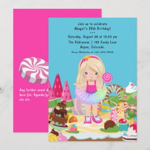Invitation Fête d'anniversaire de fille en tutu Candy Land