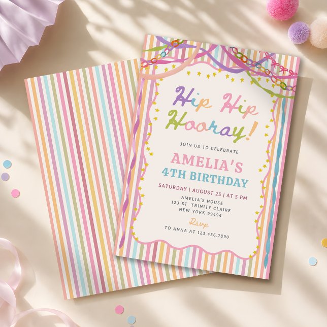 Invitation Fête d'anniversaire de fille fantaisiste colorée (Créateur téléchargé)
