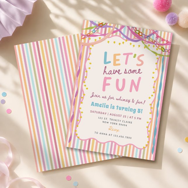 Invitation Fête d'anniversaire de fille fantaisiste colorée (Créateur téléchargé)