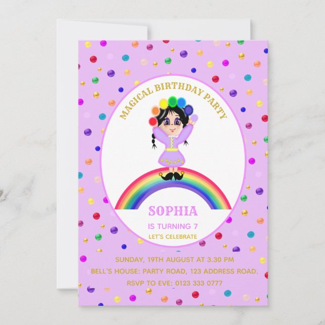 Invitation Fête d'anniversaire de fille mignonne (Devant)