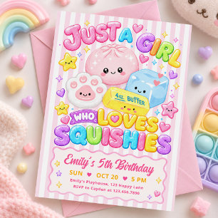Invitation Fête d'anniversaire de fille mignonne Kawaii Squis