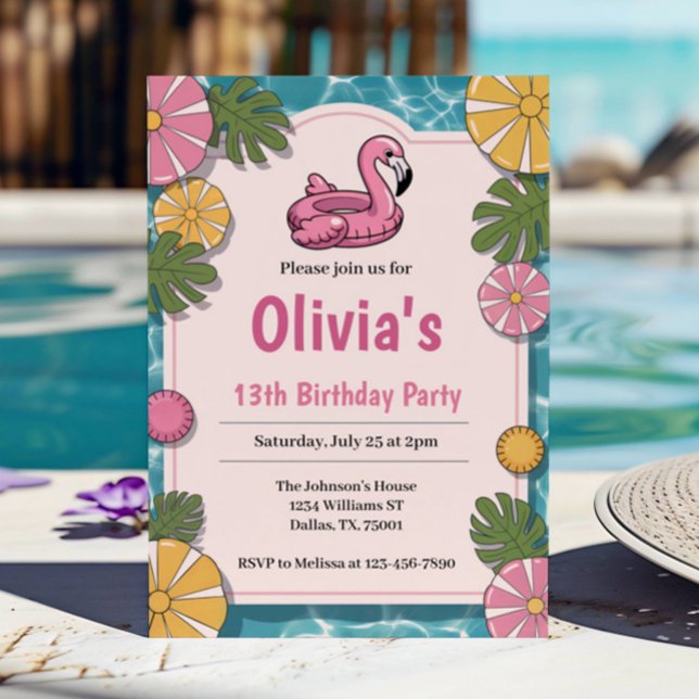 Invitation Fête d'anniversaire de fille pour une soirée pisci (Créateur téléchargé)