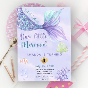 Invitation Fête d'anniversaire de fille sirène