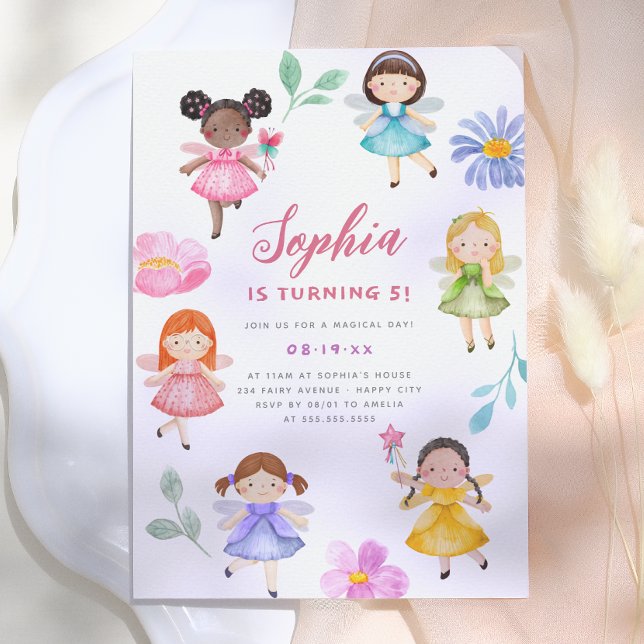 Invitation Fête d'anniversaire de fille thème jardin de fées  (Créateur téléchargé)