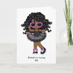 Invitation Fête d'anniversaire de fille tutu Cool Hip Hop Rap