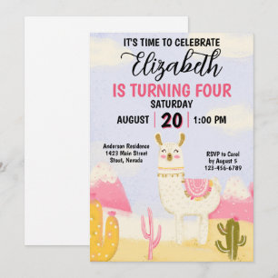 Invitation Fête d'anniversaire de filles avec de mignonnes al