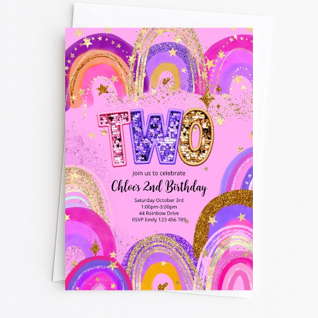 Invitation Fête d'anniversaire de filles de 2 ans (Créateur téléchargé)