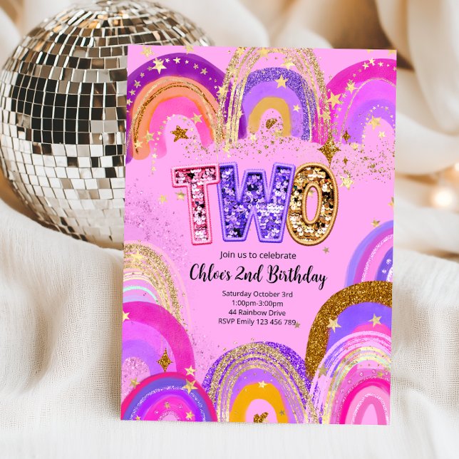 Invitation Fête d'anniversaire de filles de 2 ans (Créateur téléchargé)