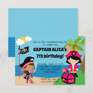 Invitation Fête d'anniversaire de filles de pirate